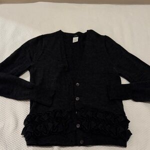 Dark grey 100% merino wool Cardigan Sweater